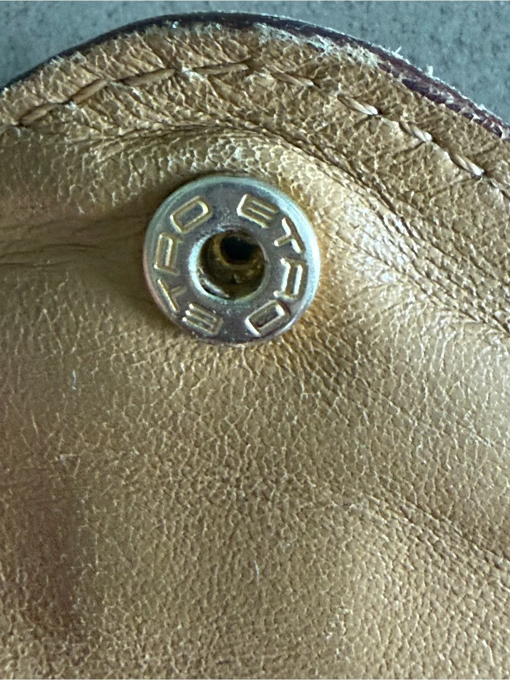 Etro Camel Leather Envelope Card Case with Silver Logo